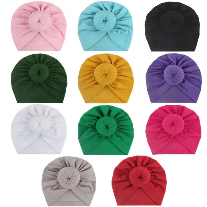 Fashion Most Beautiful Donut Cotton Kids Girls Headbands Baby Turban Baby Turban Hats Turban Bun Knot Baby Infant Beanie Baby Girl Soft Cute Toddler Cap
