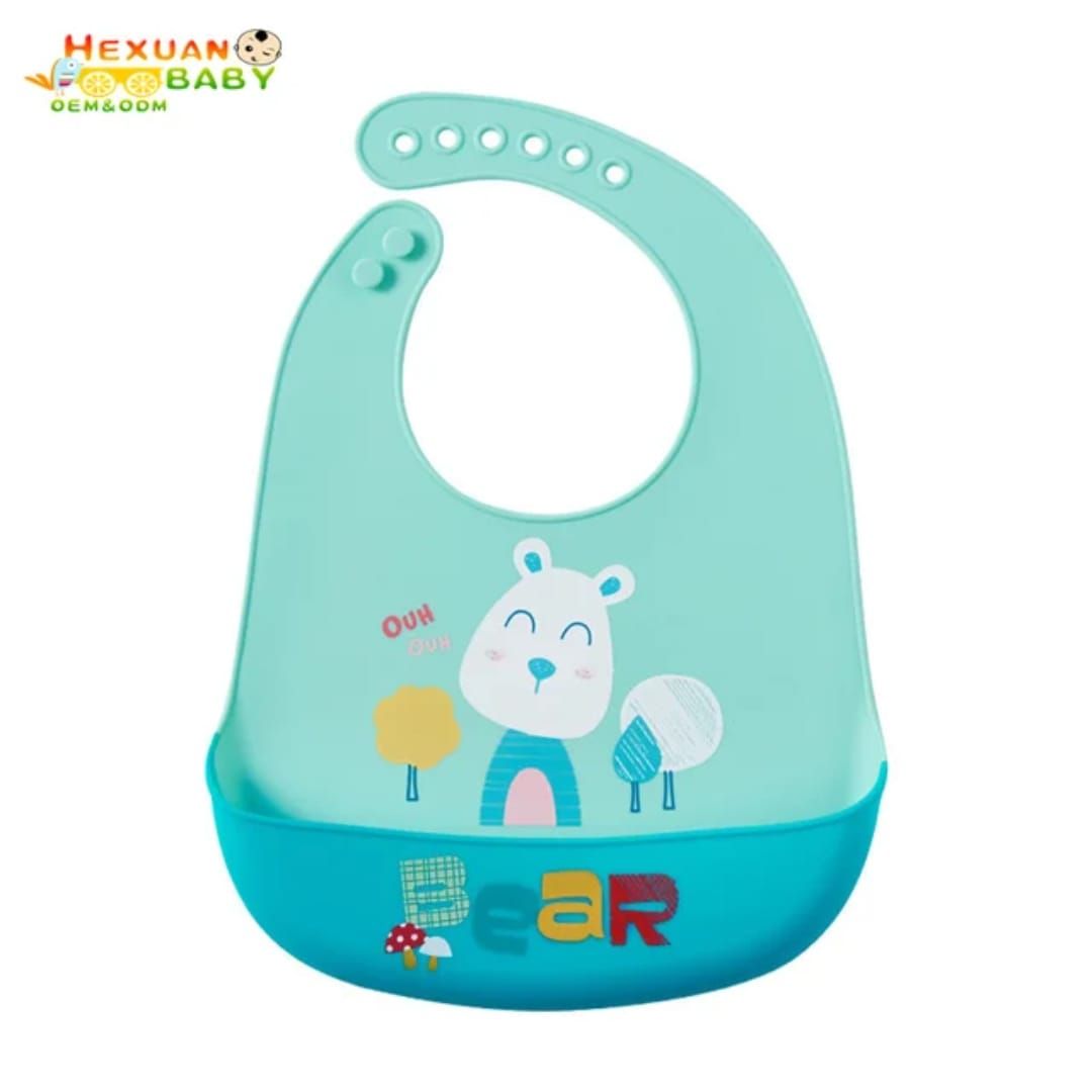 Waterproof Baby Bibs Baby Stuff Cute Cartoon Animal Printed Kids Bib Girl Boy Adjustable Soft Silicone Bib Baby Feeding Stuff