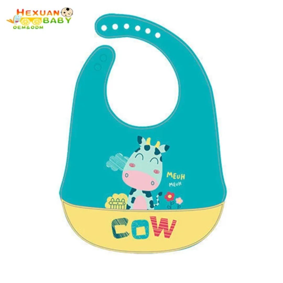 Waterproof Baby Bibs Baby Stuff Cute Cartoon Animal Printed Kids Bib Girl Boy Adjustable Soft Silicone Bib Baby Feeding Stuff