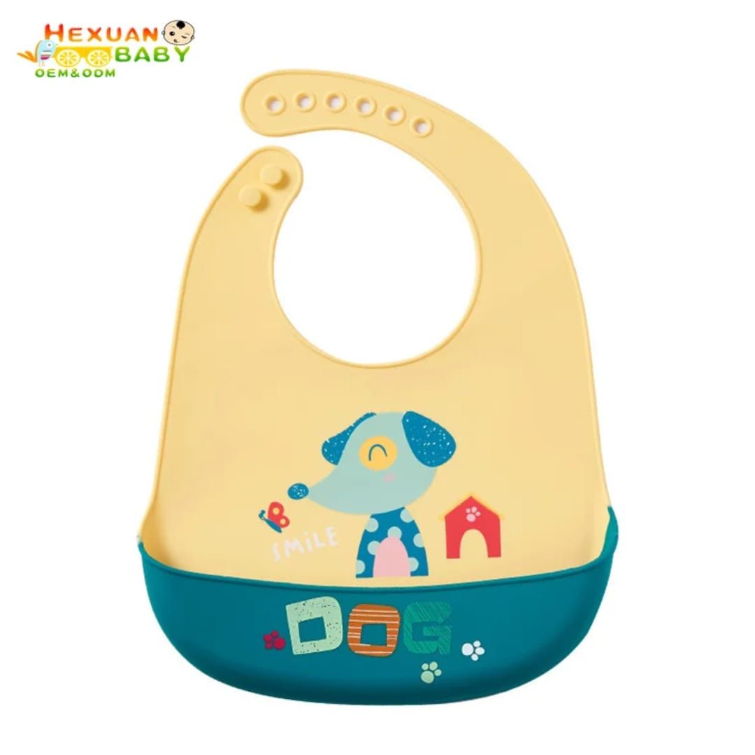 Waterproof Baby Bibs Baby Stuff Cute Cartoon Animal Printed Kids Bib Girl Boy Adjustable Soft Silicone Bib Baby Feeding Stuff