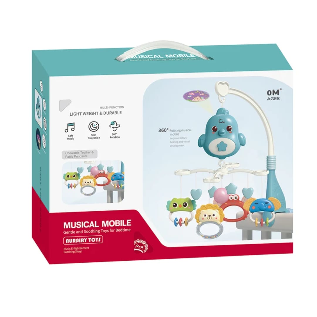 MUSICAL MOBILE-Cute Baby Crib Mobile with Music Star Projection Hanging Rotating Toys Baby Crib Toys 20 Lullabies Infant Bed Decoration for Baby Boys Girls