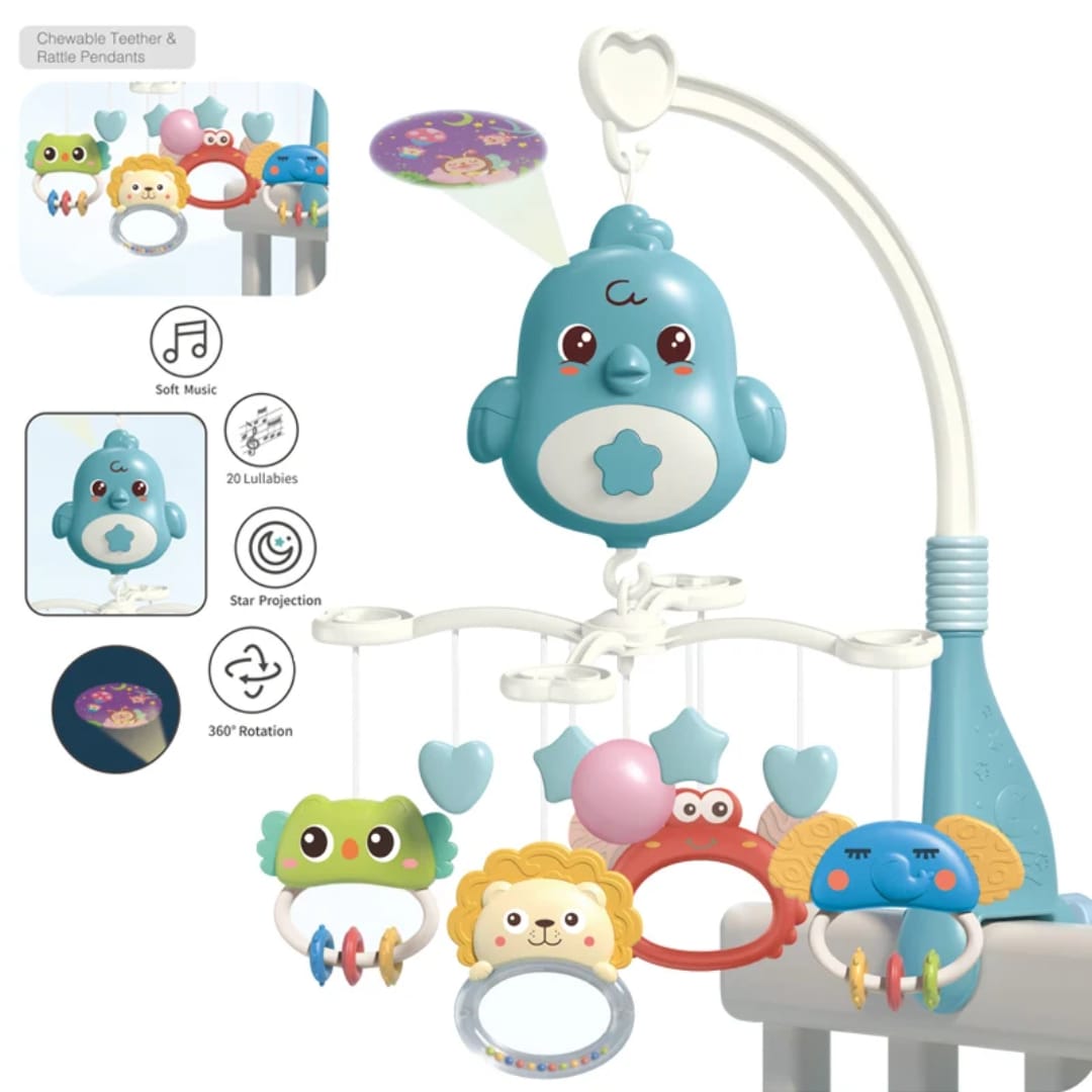 MUSICAL MOBILE-Cute Baby Crib Mobile with Music Star Projection Hanging Rotating Toys Baby Crib Toys 20 Lullabies Infant Bed Decoration for Baby Boys Girls