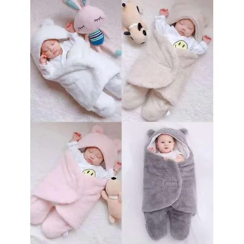 Warm Soft Baby Swaddle Shawl Blanket | Hooded Newborn Sleeping Wrap | Ultra-Cozy Fleece Baby Swaddle for Cold Weather (Boys & Girls)