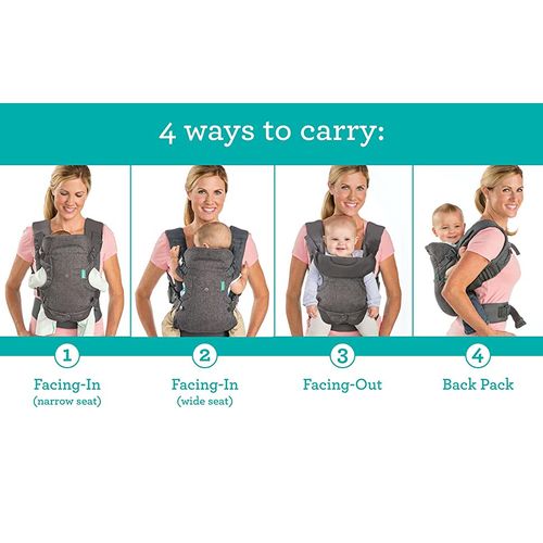 Infantino Flip Advanced 4-in-1 Baby Carrier | Ergonomic 360° Convertible Cotton Carrier for Newborns & Toddlers | Front & Back Carry Baby Sling Wrap
