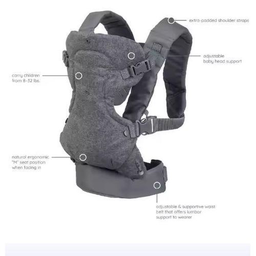 Infantino Flip Advanced 4-in-1 Baby Carrier | Ergonomic 360° Convertible Cotton Carrier for Newborns & Toddlers | Front & Back Carry Baby Sling Wrap