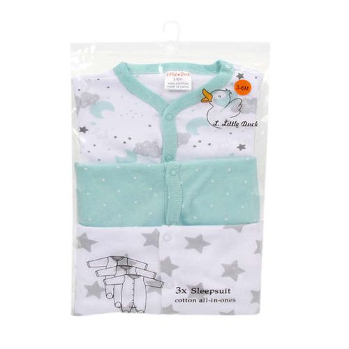 3-Pack Assorted Baby Sleepsuits | Soft Cotton  Rompers for Boys, Girls & Unisex | Comfortable & Breathable Sleepwear for Newborns & Infants