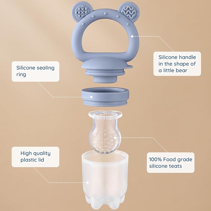 Baby Fruit Food Feeder Pacifier - Fresh Food Feeder, Infant Fruit Teething Teether Toy for 3-24 Months, 6 Pcs Silicone Pouches for Toddlers & Kids & Babies