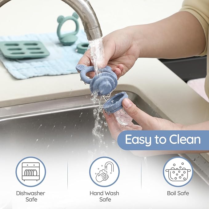 Baby Fruit Food Feeder Pacifier - Fresh Food Feeder, Infant Fruit Teething Teether Toy for 3-24 Months, 6 Pcs Silicone Pouches for Toddlers & Kids & Babies