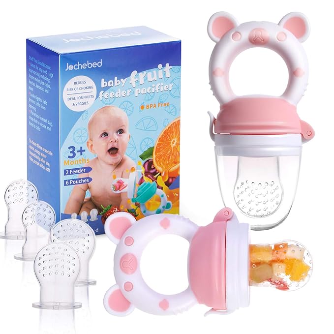 Baby Fruit Food Feeder Pacifier - Fresh Food Feeder, Infant Fruit Teething Teether Toy for 3-24 Months, 6 Pcs Silicone Pouches for Toddlers & Kids & Babies