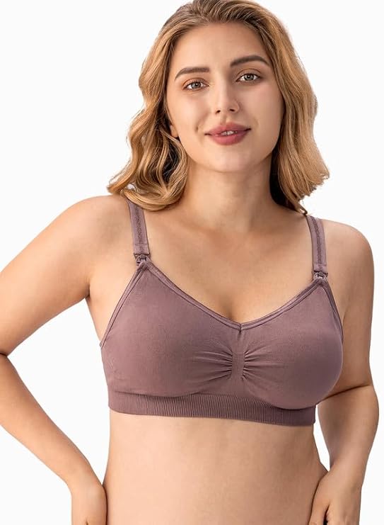Quality Breastfeeding Nursing Padded Sports Bra | Soft Cotton Maternity Bra | Easy Open & Close Clip for Nursing Moms | Stretchy, Supportive & Comfortable Fit
