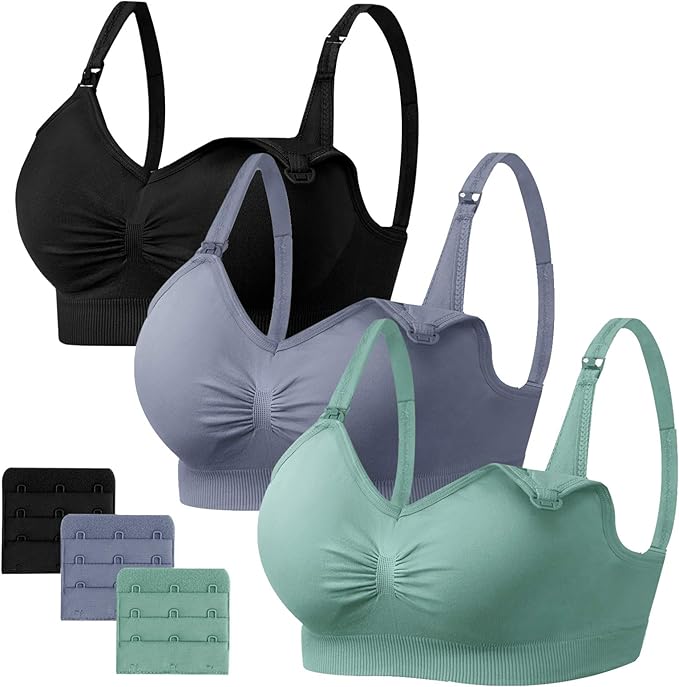 Quality Breastfeeding Nursing Padded Sports Bra | Soft Cotton Maternity Bra | Easy Open & Close Clip for Nursing Moms | Stretchy, Supportive & Comfortable Fit