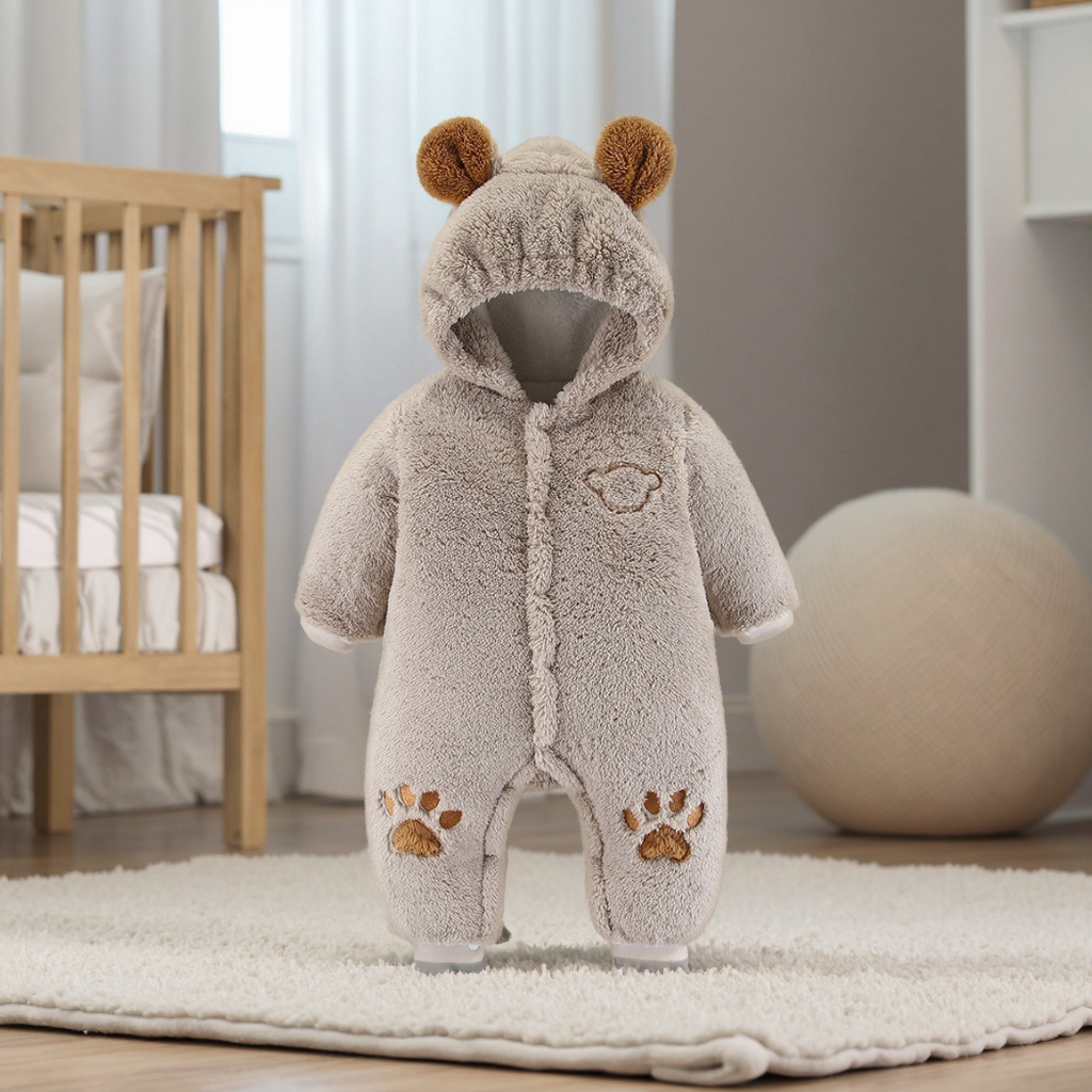 Heavy Baby Rompers – Thick, Warm & Cozy Jumpsuits for Cold Weather both pink blue grey brownWinter Baby Romper With Ears Thicken Cotton Newborn Bodysuit Hooded Baby Girl Clothes Cartoon Boys Jumpsuit