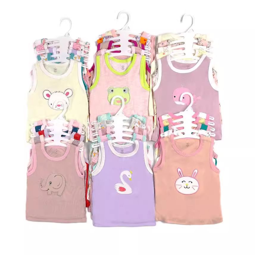 5-Piece Summer Sleeveless T-Shirt Tank Tops Set Baby Cotton 5 Pack Vest and Cartoon Clothes Button Closure Short Length
5 pieces vests for kids unisex girls and boys
5-Piece Summer Sleeveless vest