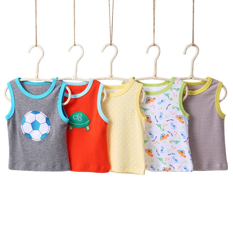 5-Piece Summer Sleeveless T-Shirt Tank Tops Set Baby Cotton 5 Pack Vest and Cartoon Clothes Button Closure Short Length
5 pieces vests for kids unisex girls and boys
5-Piece Summer Sleeveless vest