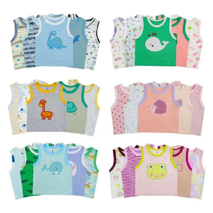 5-Piece Summer Sleeveless T-Shirt Tank Tops Set Baby Cotton 5 Pack Vest and Cartoon Clothes Button Closure Short Length
5 pieces vests for kids unisex girls and boys
5-Piece Summer Sleeveless vest