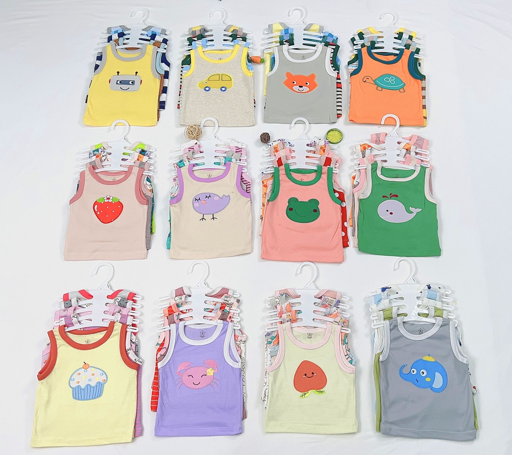 5-Piece Summer Sleeveless T-Shirt Tank Tops Set Baby Cotton 5 Pack Vest and Cartoon Clothes Button Closure Short Length
5 pieces vests for kids unisex girls and boys
5-Piece Summer Sleeveless vest