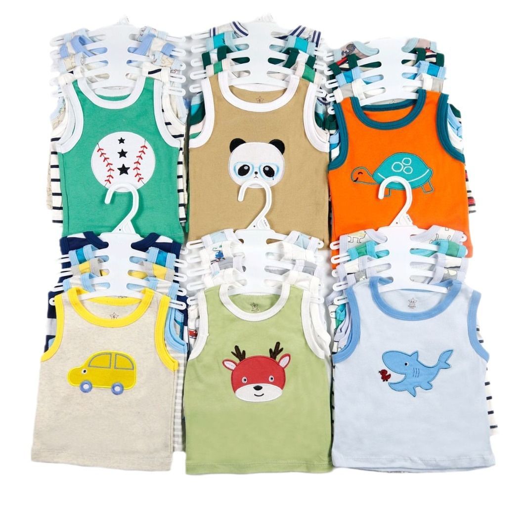 5-Piece Summer Sleeveless T-Shirt Tank Tops Set Baby Cotton 5 Pack Vest and Cartoon Clothes Button Closure Short Length
5 pieces vests for kids unisex girls and boys
5-Piece Summer Sleeveless vest