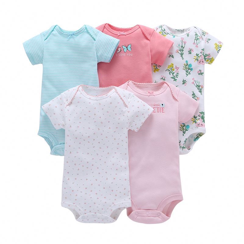 5PCs Cutest Baby Newborn Cotton Long-sleeve Baby Boy Onesies/Bodysuit/sleepsuit
Summer Wear Short Sleeve Infant  Clothing Baby Bodysuits Cotton Jumper Baby