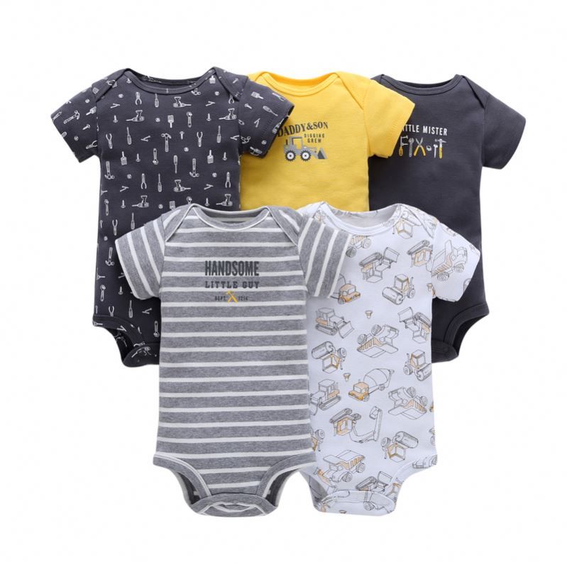 5PCs Cutest Baby Newborn Cotton Long-sleeve Baby Boy Onesies/Bodysuit/sleepsuit
Summer Wear Short Sleeve Infant  Clothing Baby Bodysuits Cotton Jumper Baby