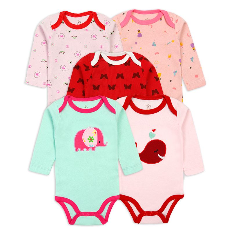 5PCs Cutest Baby Newborn Cotton Long-sleeve Baby Boy Onesies/Bodysuit/sleepsuit
Summer Wear Short Sleeve Infant  Clothing Baby Bodysuits Cotton Jumper Baby