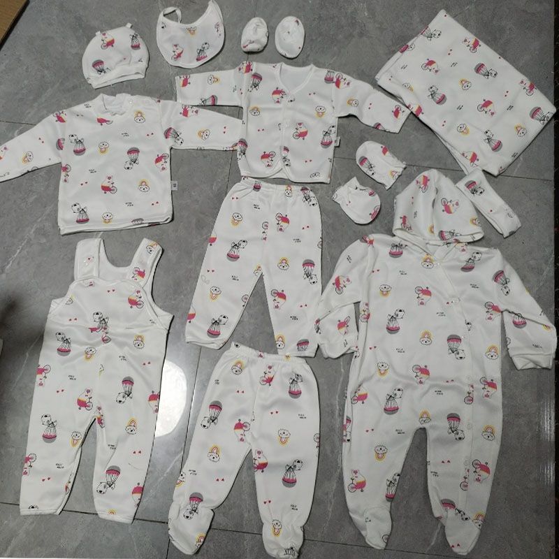 Lucky Star 11 Pieces Unisex New Born Baby Receiving Set Newborn Baby  Clothes Toddler Long Sleeve Romper Pants+Hat+Bibs Fall Winter Infant Baby Outfits soft durable and cozy set for girls and boys