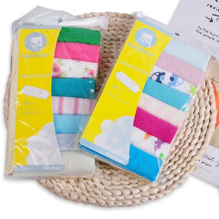 8Pcs Assorted Colors Infant Newborn Bath Towels & Wash Cloths – Ultra-Soft, Absorbent Cotton Baby Face Towels, Gentle on Sensitive Skin, Reusable & Durable Baby Essentials for Daily Use