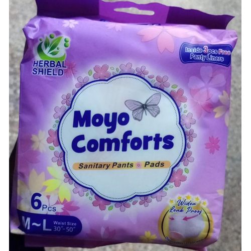 Moyo Comforts Maternity Pads - 6 Pcs Ultra-Absorbent Postpartum Sanitary Pants for After Delivery - Leak-Proof, Breathable & Heavy Flow Protection - (Plus 3 FREE Panty Liners)
