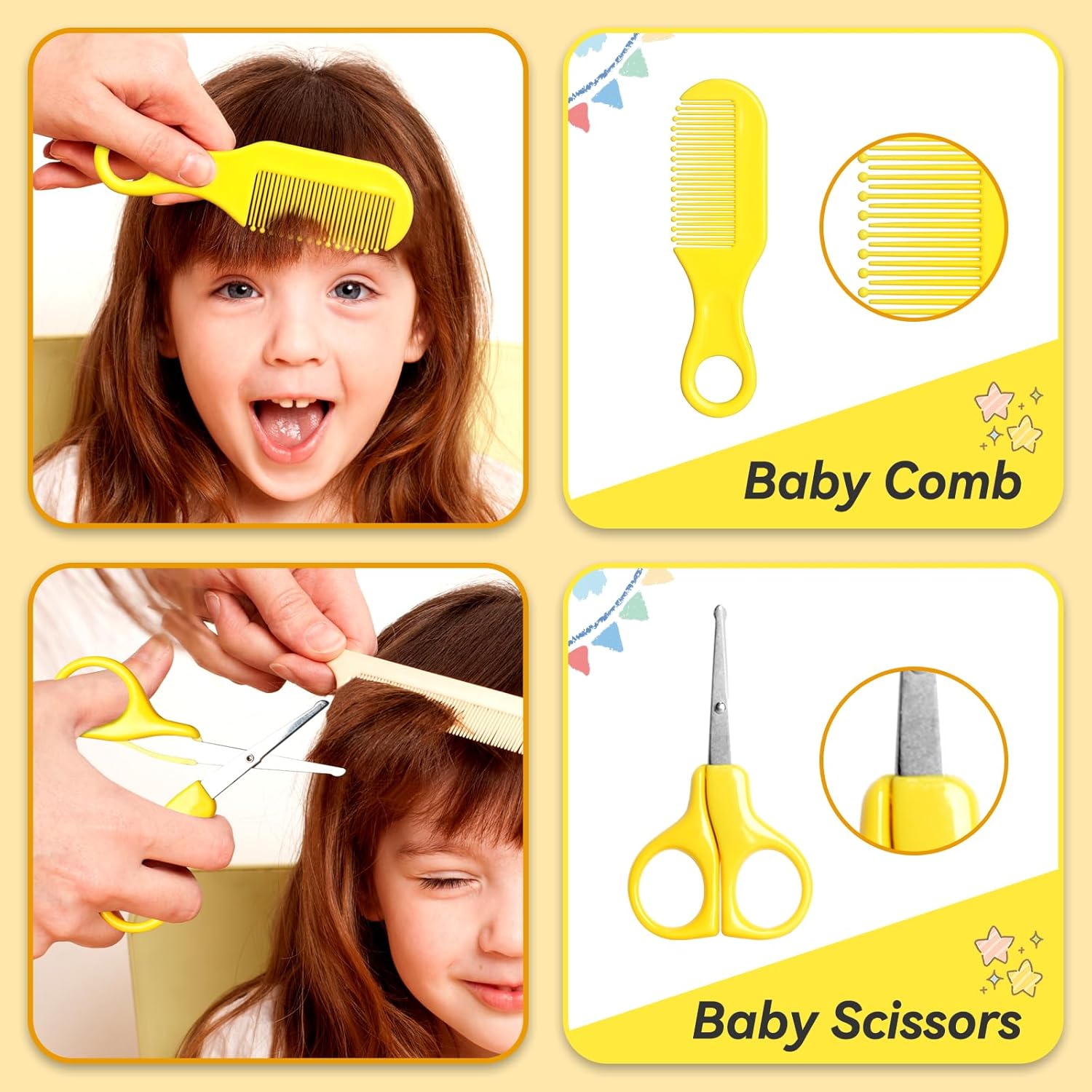 Baby Care Grooming Kit 10-in-1 Nursery Healthy Care Set | Infant Nail Clippers, Hair Brush, Comb, Scissors, Thermometer & Essential Baby Grooming Tools for Newborns & Toddlers ( carekit)PINK/BLUE/YELL