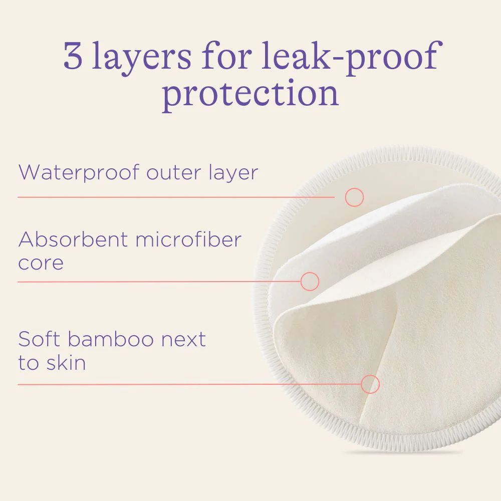 Leak-Proof Cotton Breast Pads | Soft Reusable Nursing Pads | Washable, Padded & Absorbent Breastfeeding Pads | Gentle, Eco-Friendly Comfort for Moms Washable Organic Bamboo