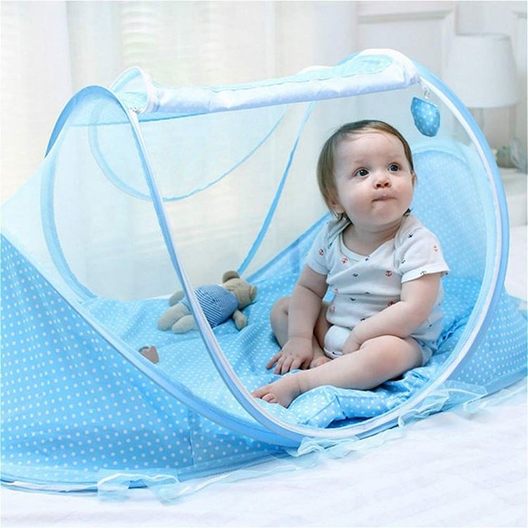 Fashion Portable Foldable Baby Sleeping Nest Cot Mosquito Net with Cushioned Fibre Mattress & Pink/Blue Mosquito Net – Lightweight Foldable Newborn Sleeping Nest, Breathable& Comfortable Infant Travel