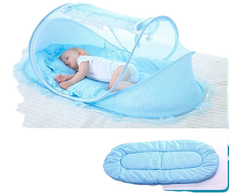 Fashion Portable Foldable Baby Sleeping Nest Cot Mosquito Net with Cushioned Fibre Mattress & Pink/Blue Mosquito Net – Lightweight Foldable Newborn Sleeping Nest, Breathable& Comfortable Infant Travel