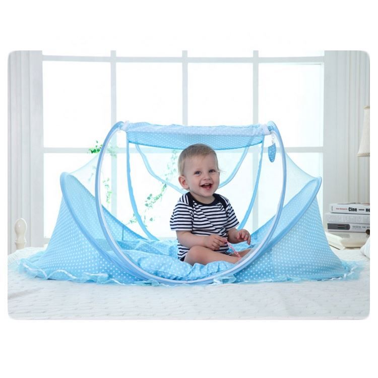 Fashion Portable Foldable Baby Sleeping Nest Cot Mosquito Net with Cushioned Fibre Mattress & Pink/Blue Mosquito Net – Lightweight Foldable Newborn Sleeping Nest, Breathable& Comfortable Infant Travel