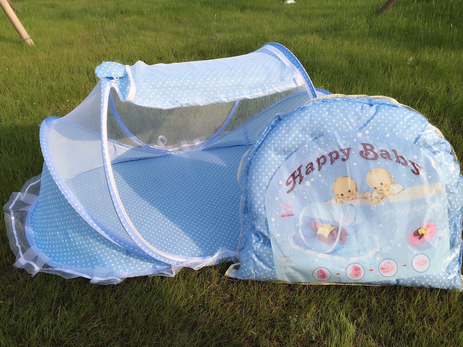 Fashion Portable Foldable Baby Sleeping Nest Cot Mosquito Net with Cushioned Fibre Mattress & Pink/Blue Mosquito Net – Lightweight Foldable Newborn Sleeping Nest, Breathable& Comfortable Infant Travel