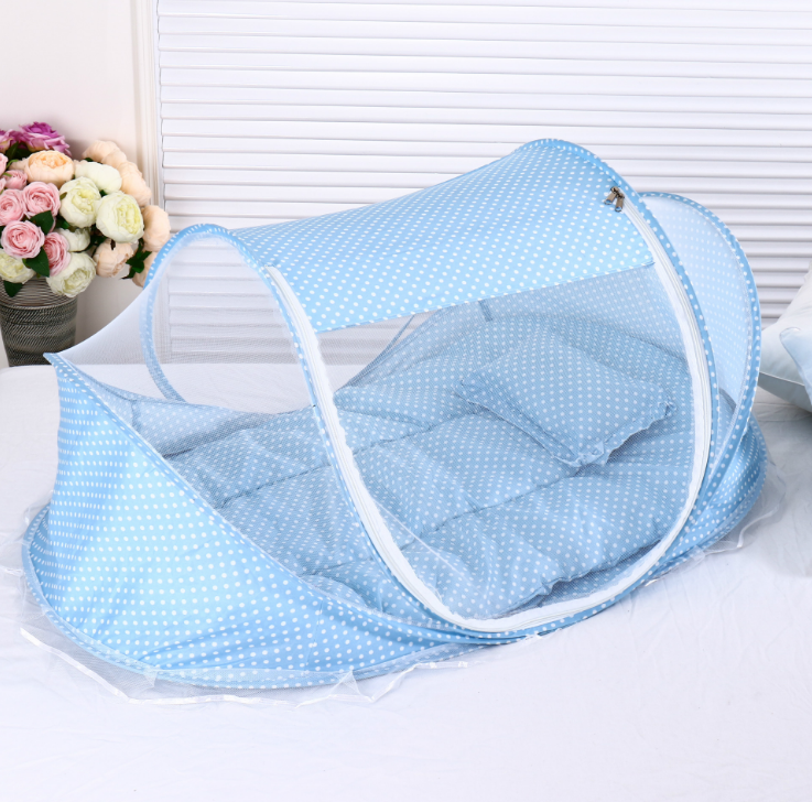 Fashion Portable Foldable Baby Sleeping Nest Cot Mosquito Net with Cushioned Fibre Mattress & Pink/Blue Mosquito Net – Lightweight Foldable Newborn Sleeping Nest, Breathable& Comfortable Infant Travel