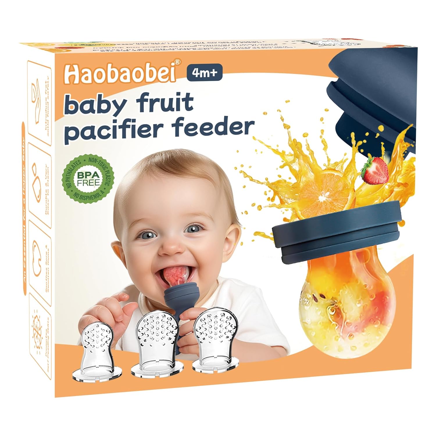 Baby Fruit Food Feeder Pacifier - Fresh Food Feeder, Infant Fruit Teething Teether Toy for 3-24 Months, Silicone Pouch for Toddlers & Kids & Babies Baby Solids/Frozen Fruit Feeder Pacifier