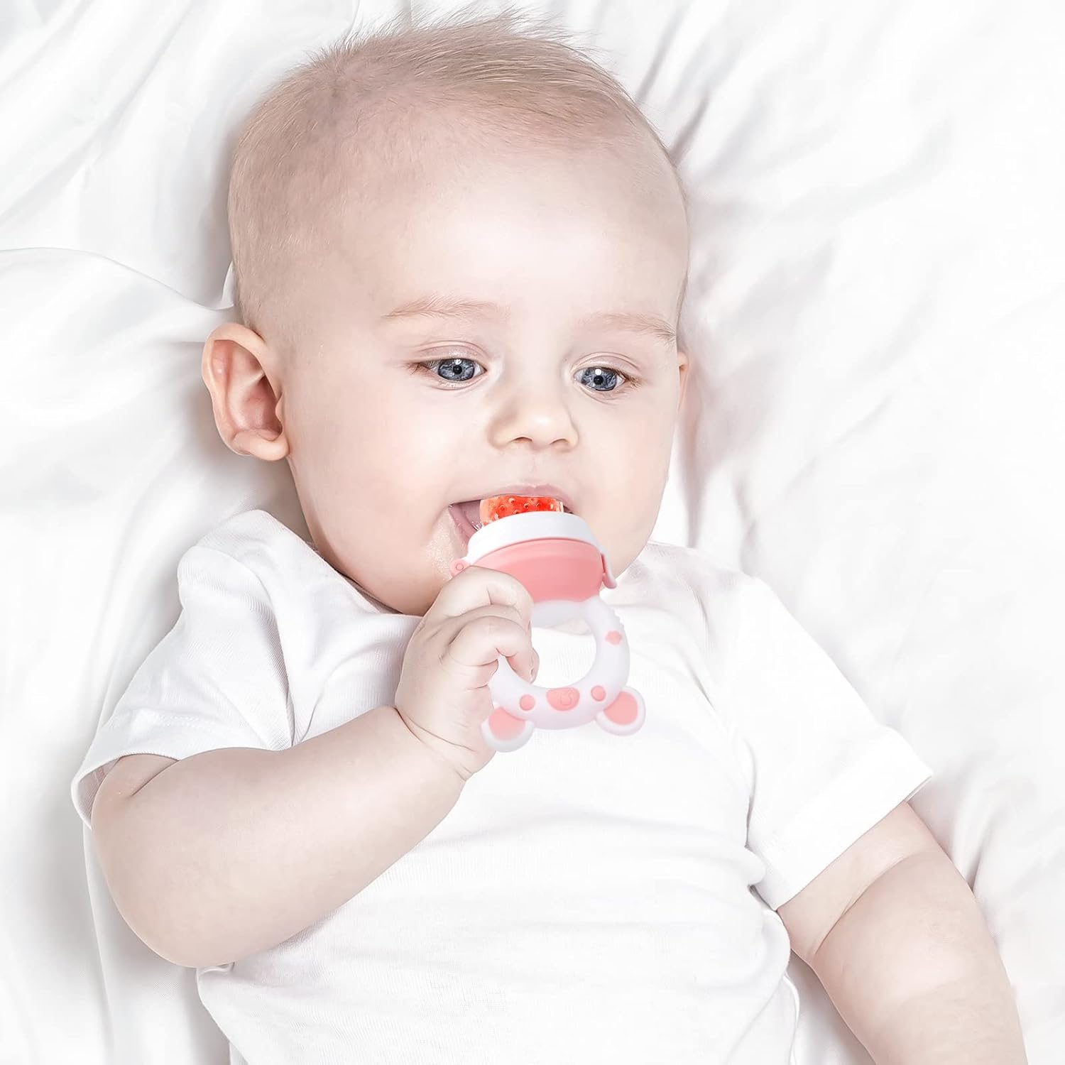 Baby Fruit Food Feeder Pacifier - Fresh Food Feeder, Infant Fruit Teething Teether Toy for 3-24 Months, Silicone Pouch for Toddlers & Kids & Babies Baby Solids/Frozen Fruit Feeder Pacifier