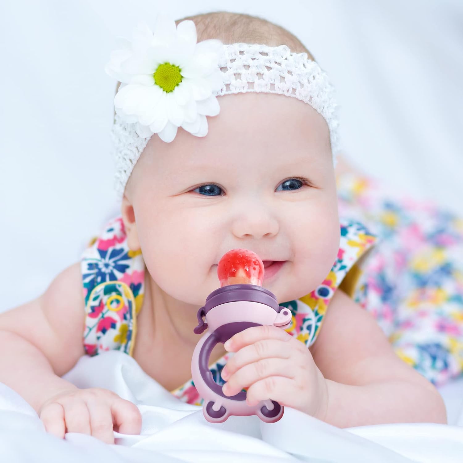 Baby Fruit Food Feeder Pacifier - Fresh Food Feeder, Infant Fruit Teething Teether Toy for 3-24 Months, Silicone Pouch for Toddlers & Kids & Babies Baby Solids/Frozen Fruit Feeder Pacifier