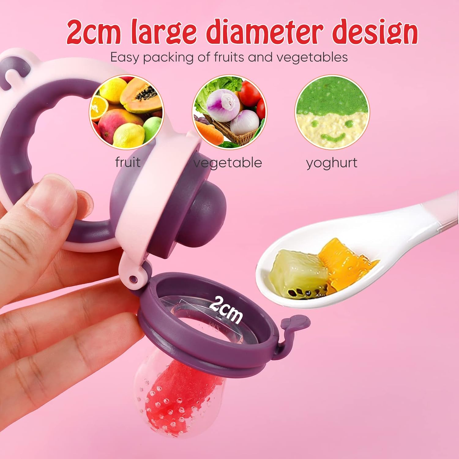 Baby Fruit Food Feeder Pacifier - Fresh Food Feeder, Infant Fruit Teething Teether Toy for 3-24 Months, Silicone Pouch for Toddlers & Kids & Babies Baby Solids/Frozen Fruit Feeder Pacifier