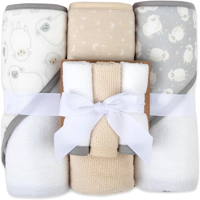 6 PIECE BATH SET THAT HAS 3 HOODED TOWELS  AND 3 WASH CLOTHS Hooded Baby Bath Towel and Washcloth 6 Piece Set for Newborns, Infants & Toddlers, Boys & Girls Baby Hooded Towels Set