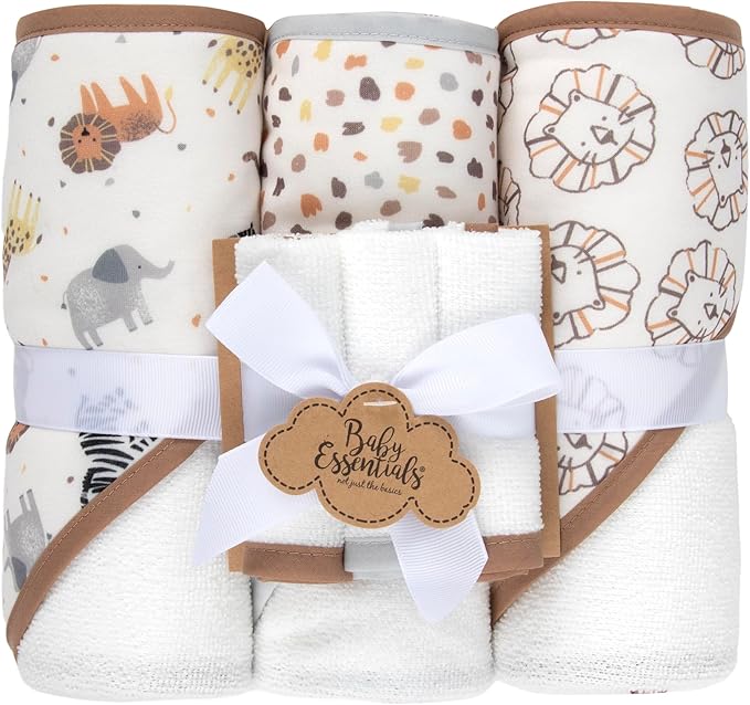 6 PIECE BATH SET THAT HAS 3 HOODED TOWELS  AND 3 WASH CLOTHS Hooded Baby Bath Towel and Washcloth 6 Piece Set for Newborns, Infants & Toddlers, Boys & Girls Baby Hooded Towels Set