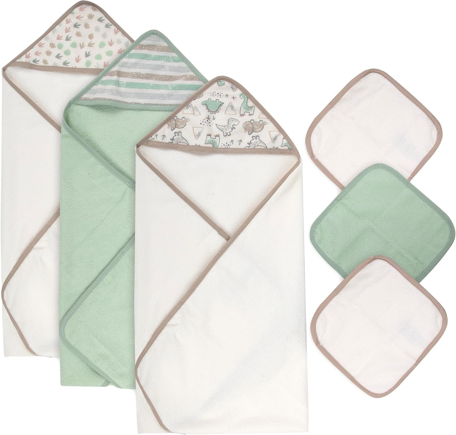 6 PIECE BATH SET THAT HAS 3 HOODED TOWELS  AND 3 WASH CLOTHS Hooded Baby Bath Towel and Washcloth 6 Piece Set for Newborns, Infants & Toddlers, Boys & Girls Baby Hooded Towels Set