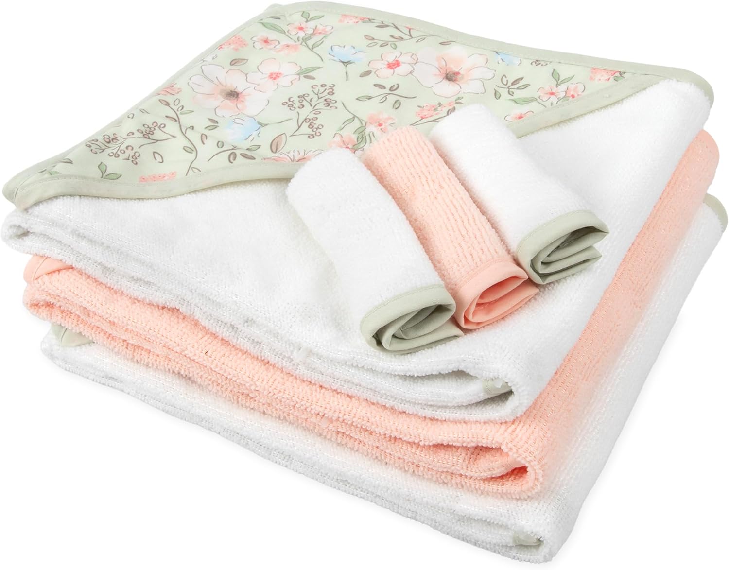 6 PIECE BATH SET THAT HAS 3 HOODED TOWELS  AND 3 WASH CLOTHS Hooded Baby Bath Towel and Washcloth 6 Piece Set for Newborns, Infants & Toddlers, Boys & Girls Baby Hooded Towels Set