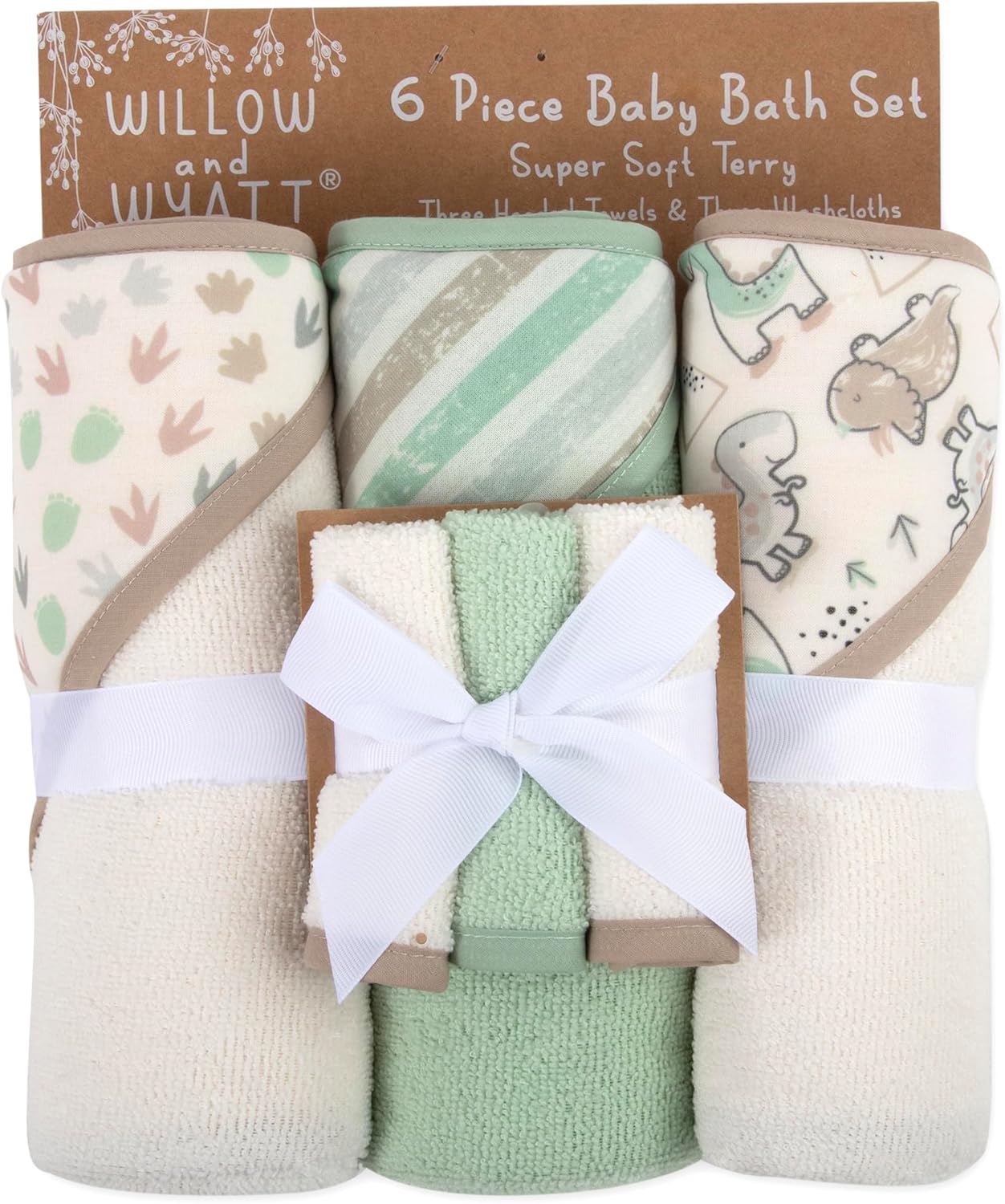 6 PIECE BATH SET THAT HAS 3 HOODED TOWELS  AND 3 WASH CLOTHS Hooded Baby Bath Towel and Washcloth 6 Piece Set for Newborns, Infants & Toddlers, Boys & Girls Baby Hooded Towels Set