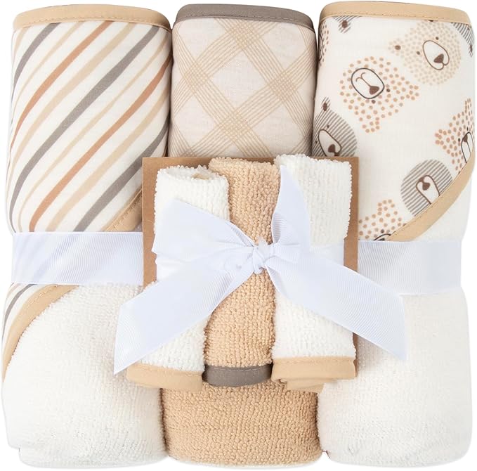 6 PIECE BATH SET THAT HAS 3 HOODED TOWELS  AND 3 WASH CLOTHS Hooded Baby Bath Towel and Washcloth 6 Piece Set for Newborns, Infants & Toddlers, Boys & Girls Baby Hooded Towels Set