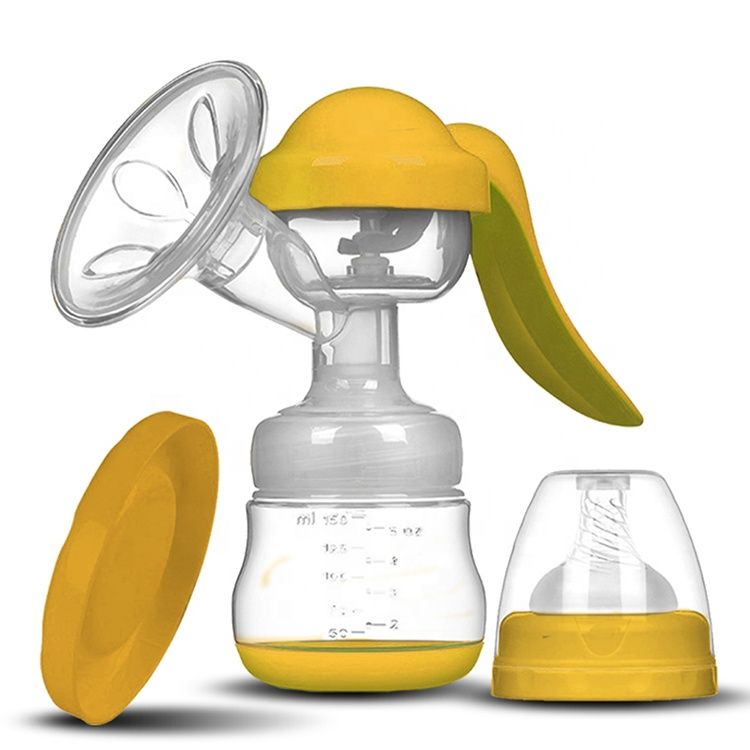 Healthy Manual Breast Pump with Free Baby Bottle Cap – Portable Handheld Breastfeeding Pump, BPA-Free, Silent Milk Expression, Easy to Clean, Comfortable Suction for Nursing Mothers