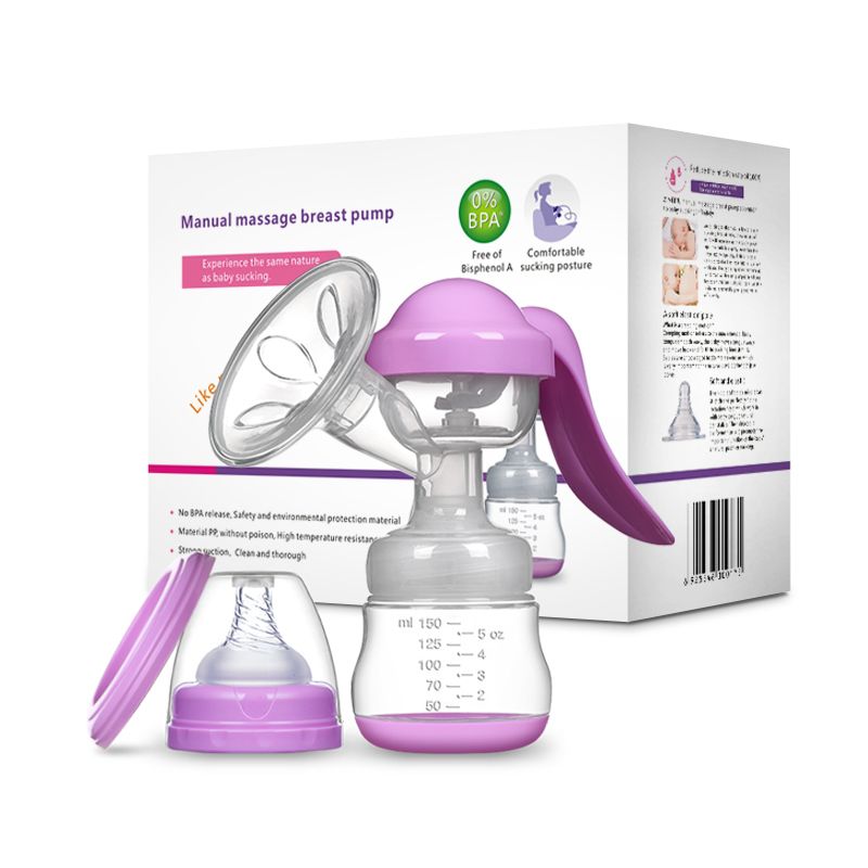 Healthy Manual Breast Pump with Free Baby Bottle Cap – Portable Handheld Breastfeeding Pump, BPA-Free, Silent Milk Expression, Easy to Clean, Comfortable Suction for Nursing Mothers