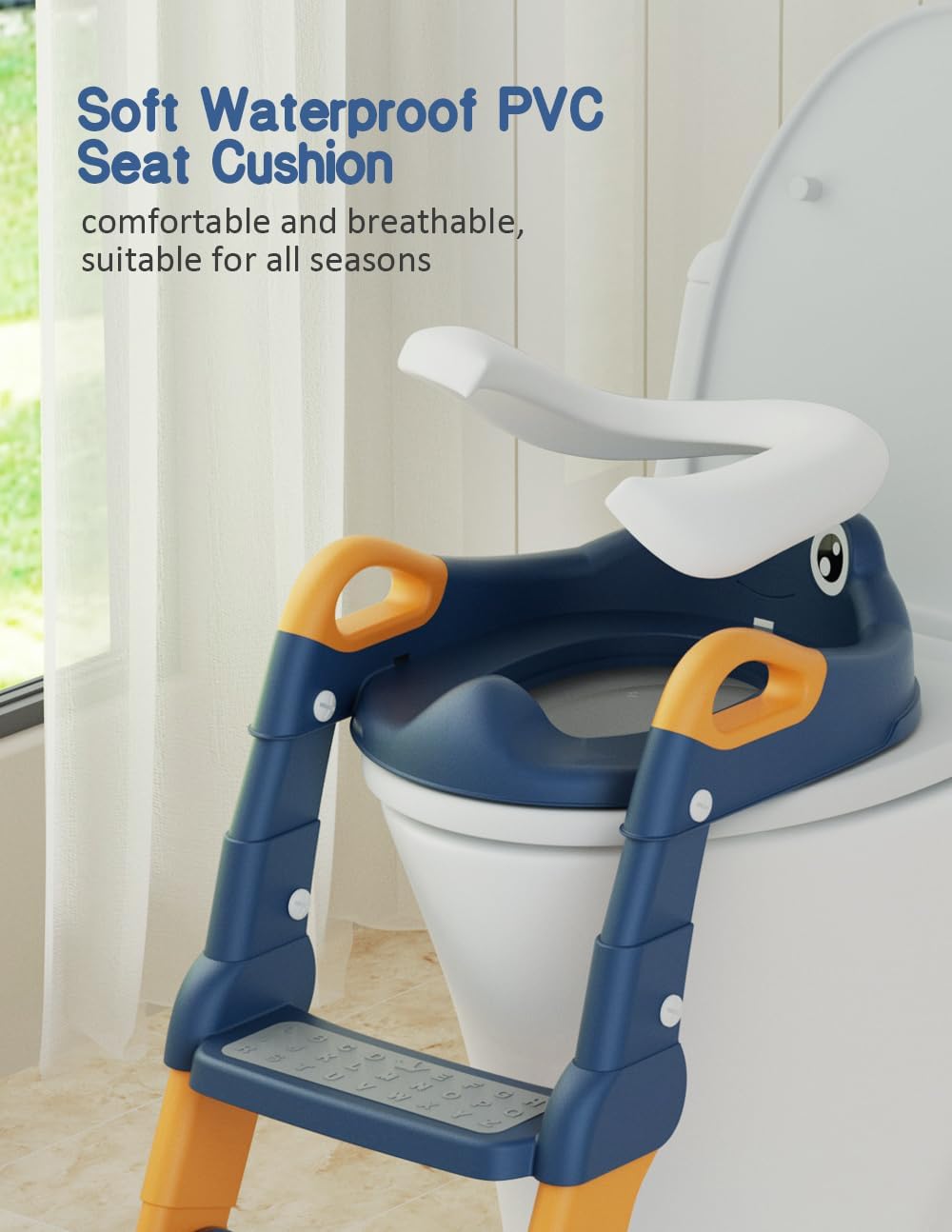 Portable Training Kids Toilet-Baby Potty With Ladder Potty Training Seat, Toddler Potty Training Toilet, Upgrade 2 In 1 Toddler Toilet Seat with Steps Stool Splash Guard and Anti-Slip Potty Seats