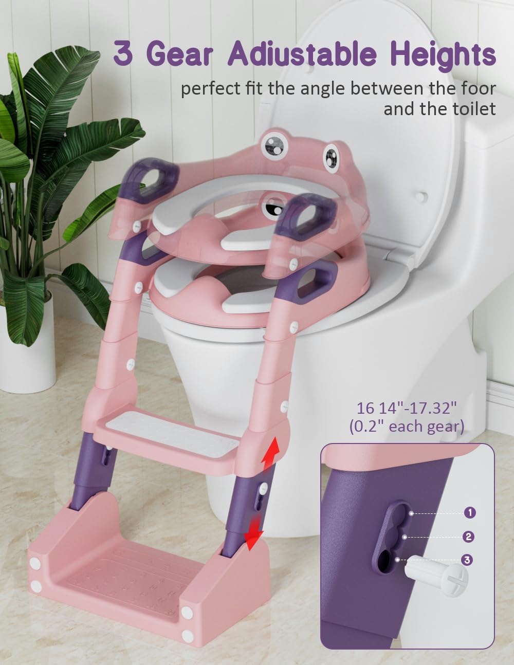 Portable Training Kids Toilet-Baby Potty With Ladder Potty Training Seat, Toddler Potty Training Toilet, Upgrade 2 In 1 Toddler Toilet Seat with Steps Stool Splash Guard and Anti-Slip Potty Seats