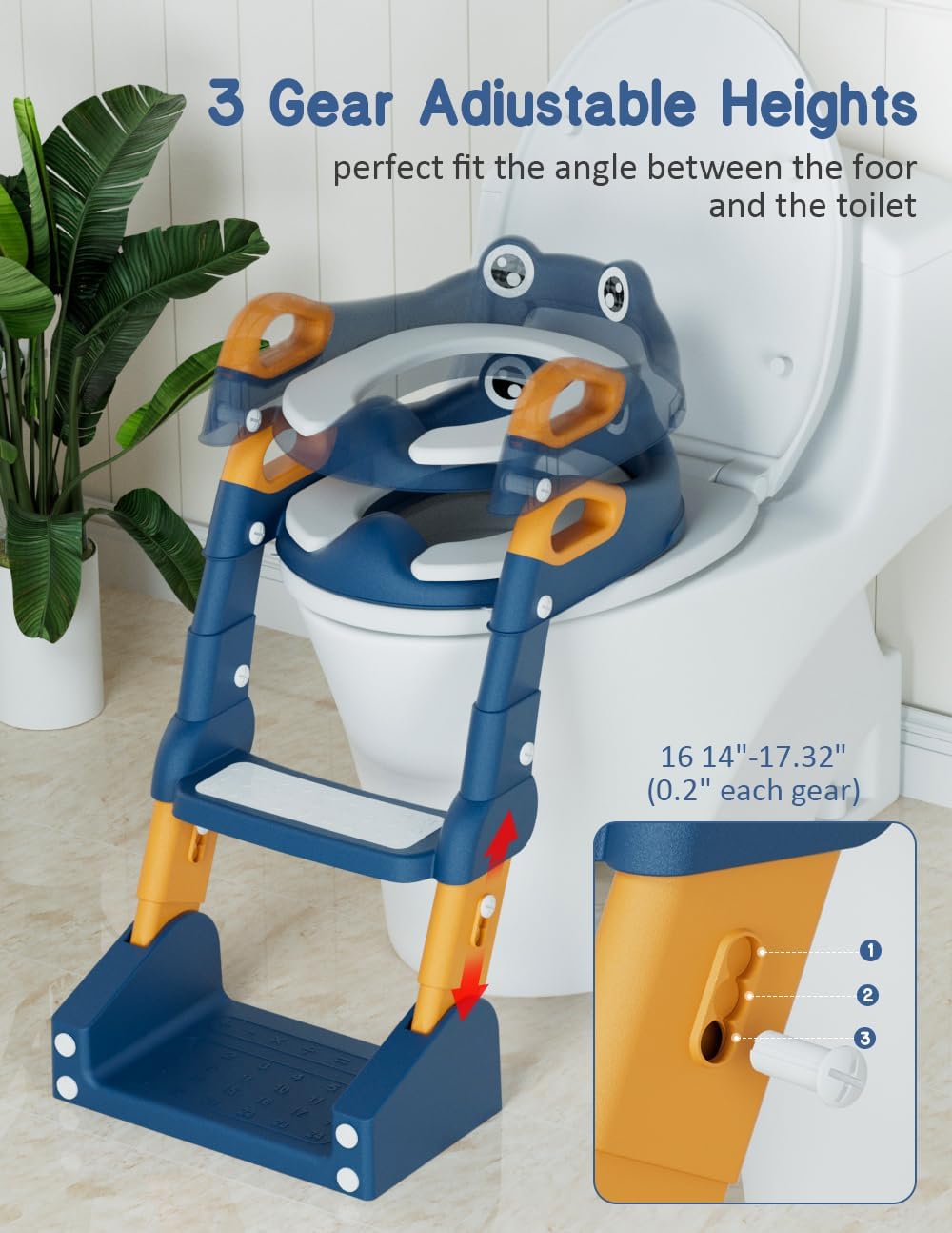 Portable Training Kids Toilet-Baby Potty With Ladder Potty Training Seat, Toddler Potty Training Toilet, Upgrade 2 In 1 Toddler Toilet Seat with Steps Stool Splash Guard and Anti-Slip Potty Seats