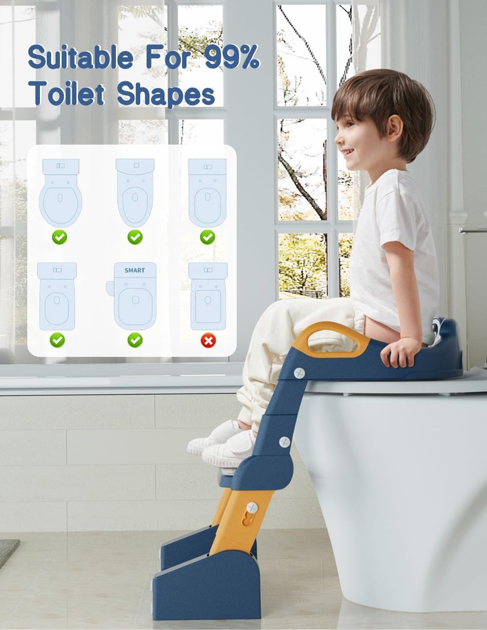 Portable Training Kids Toilet-Baby Potty With Ladder Potty Training Seat, Toddler Potty Training Toilet, Upgrade 2 In 1 Toddler Toilet Seat with Steps Stool Splash Guard and Anti-Slip Potty Seats